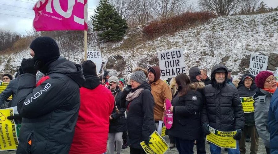 Roughly 200 people take part in health care march across Canso Causeway