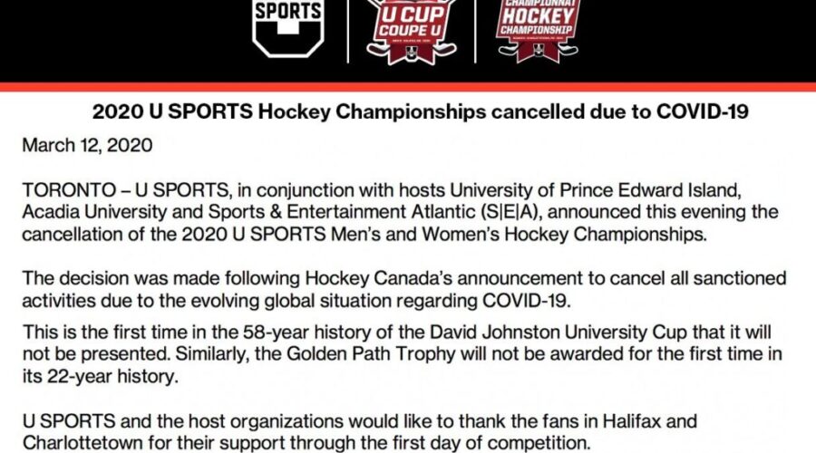 2020 U Sports Women’s Hockey Championship results (from Charlottetown Thursday)