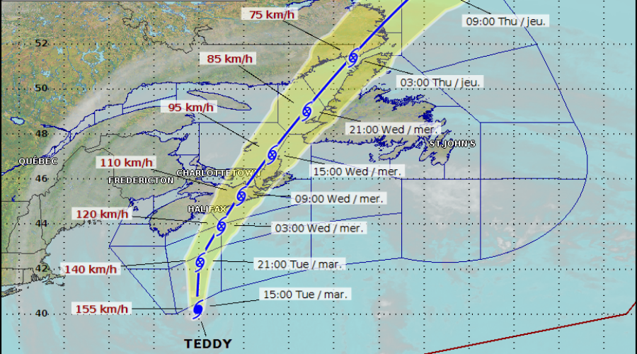 First effects of Teddy hitting province