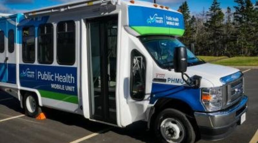 COVID-19 mobile unit in area for testing