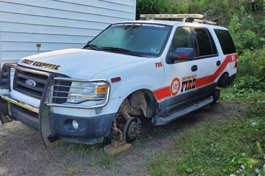 Support comes pouring in after wheels stolen off fire truck