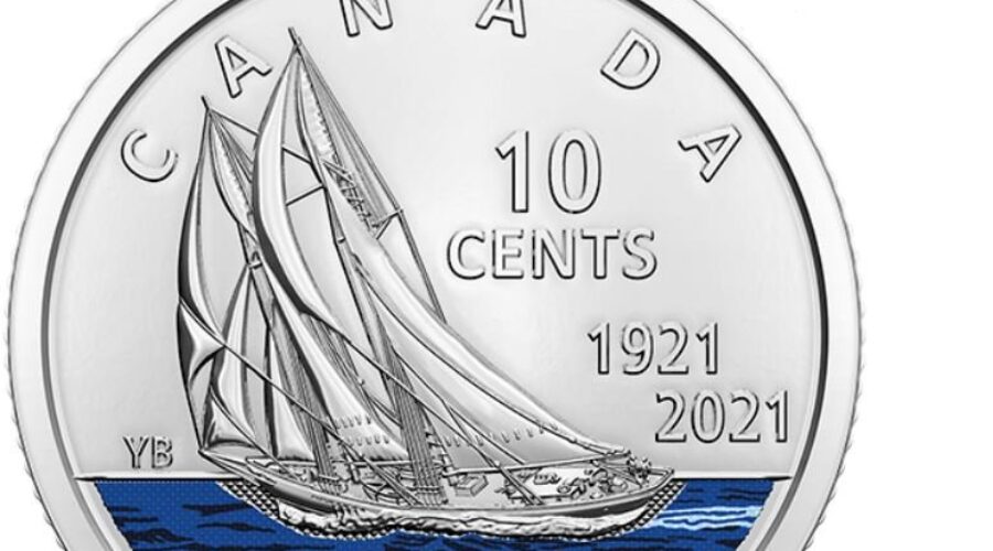 New dime design celebrates the 100th Anniversary of the Bluenose