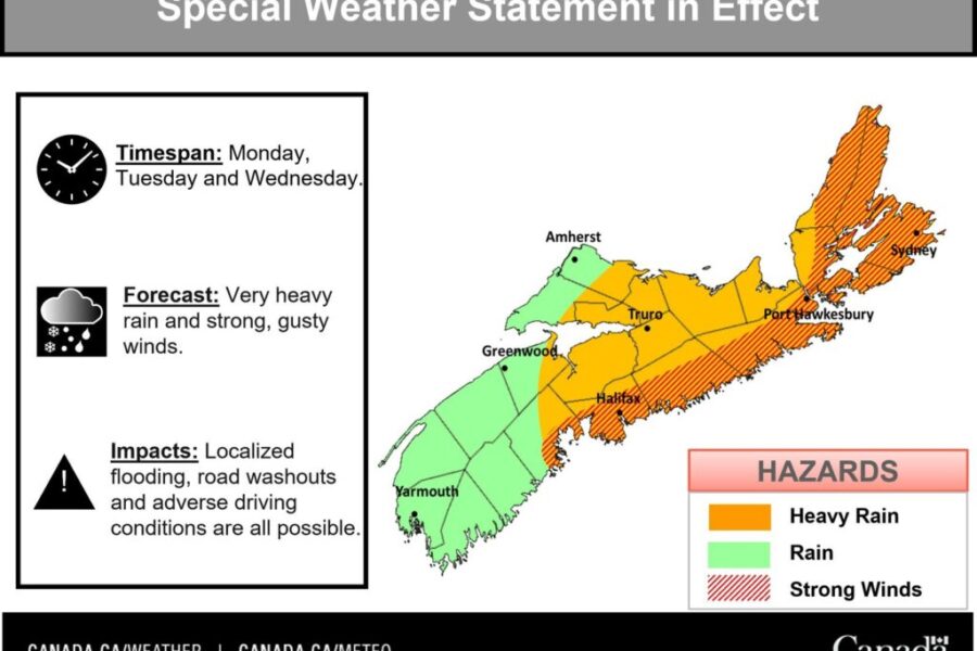 Three-day storm to batter NS with heavy rain and high winds