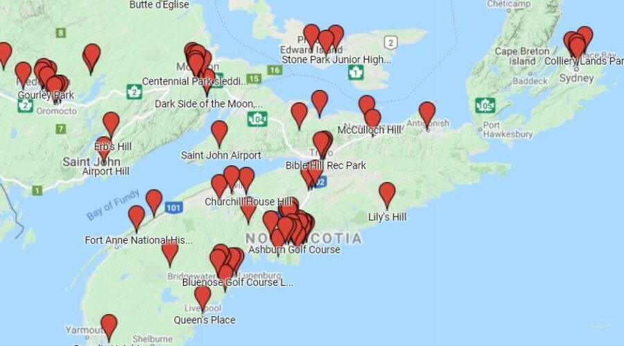 Nova Scotia sledding map