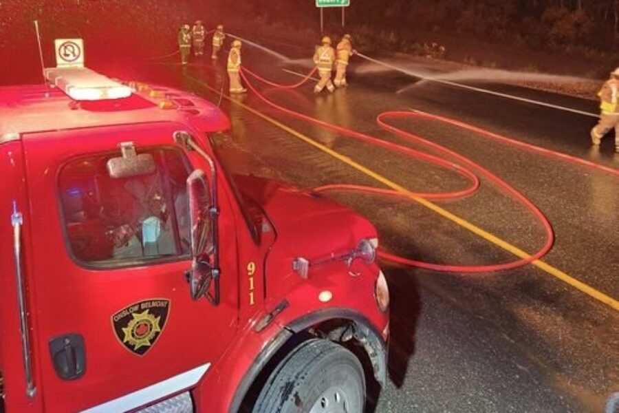 Manure spill causes cars to slide off road in Debert