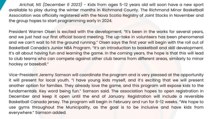 Minor Basketball Club coming to Richmond County