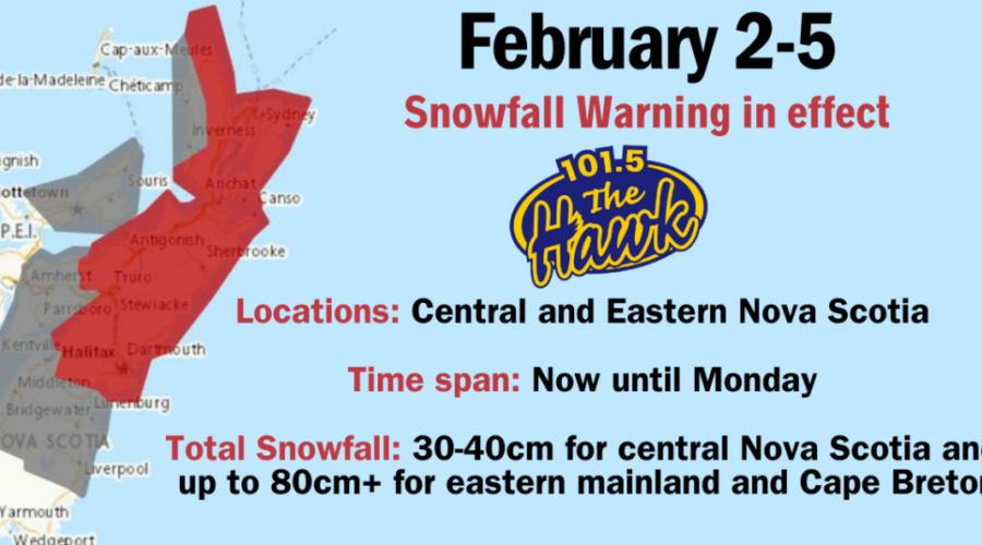 Snowfall warning in effect for the weekend