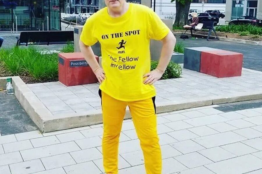 ‘Fellow in Yellow’ looks to move others by moving himself