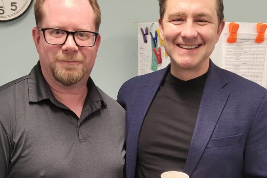 Scottie O chatted with Pierre Poilievre while he was in Port Hawkesbury