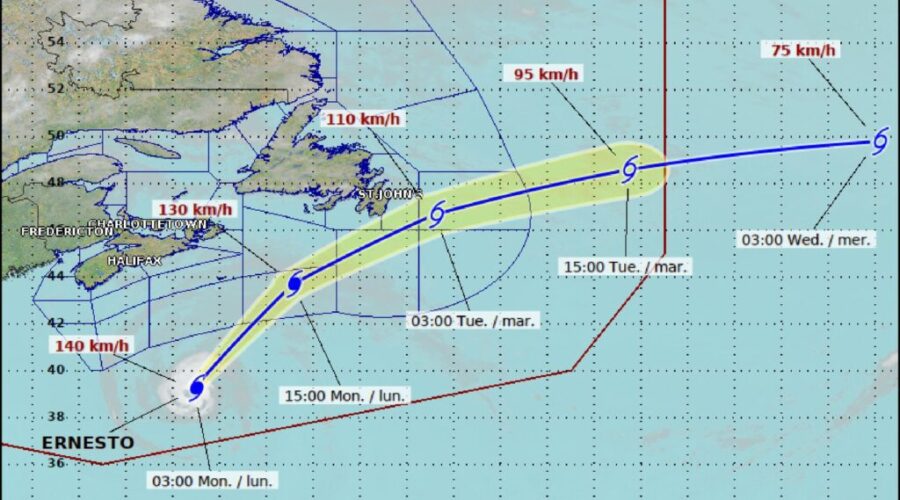 Ernesto continues trek through Canadian waters