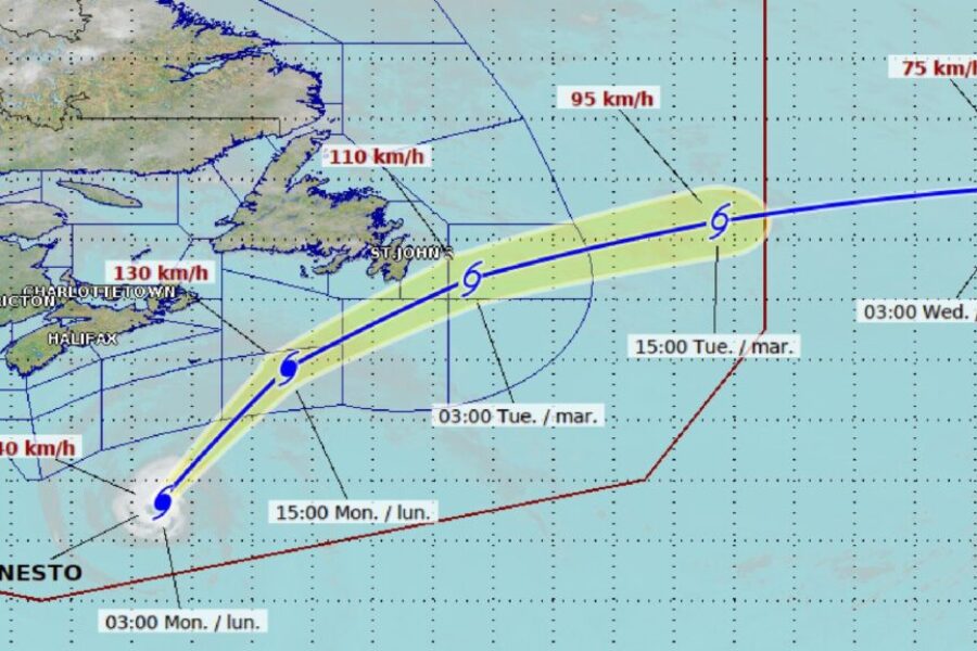 Ernesto continues trek through Canadian waters