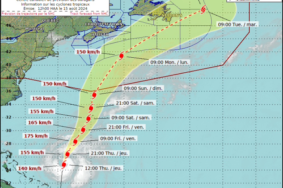 Update: Ernesto expected to track south of N.S., approaching N.L. Monday