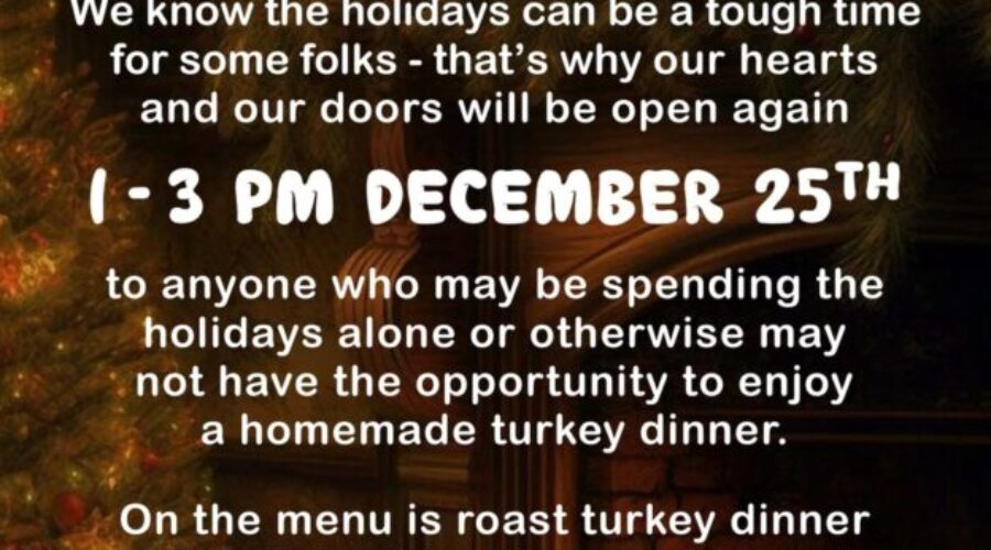 Charlene’s Family Restaurant in Whycocomagh offers free again on Christmas dinner on December 25