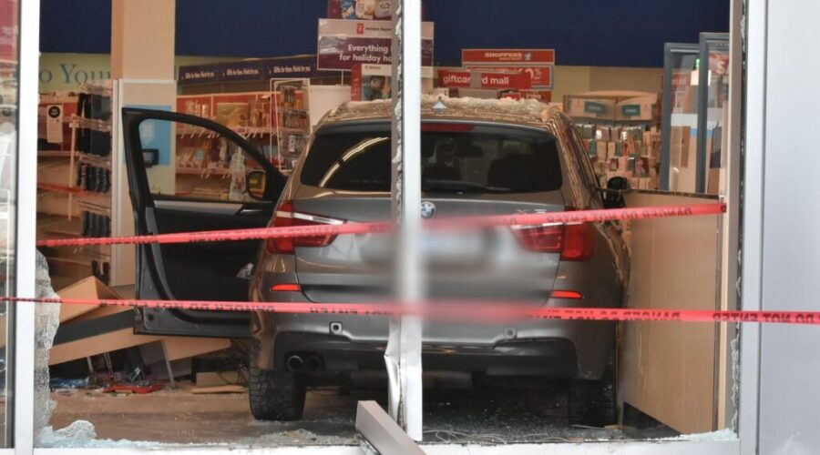 Car crashes through drug store window in Sackville