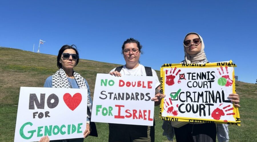 More than 200 march against Canada vs Israel tennis match in Halifax