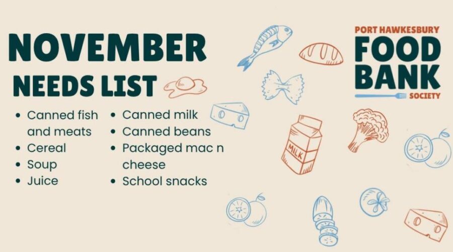Port Hawkesbury Food Bank November wishlist