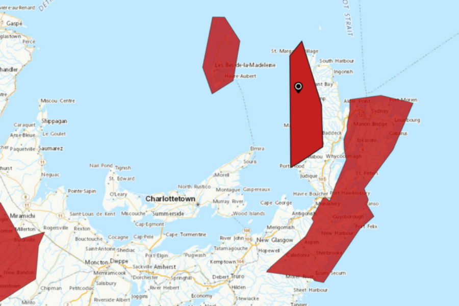 Wind warning for Richmond, Guysborough counties