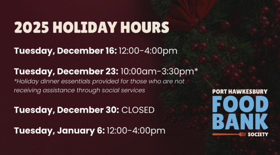 Port Hawkesbury Food Bank holiday hours