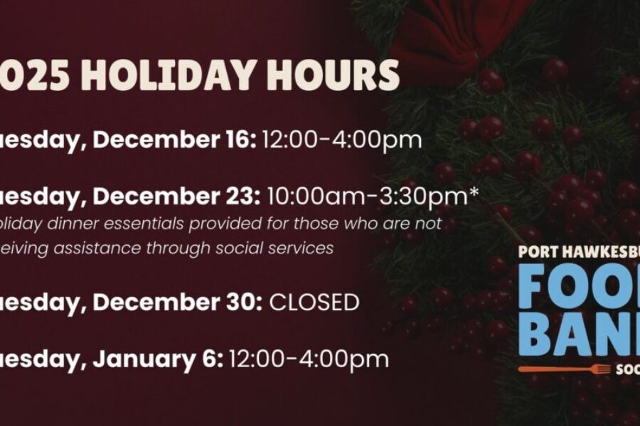 Port Hawkesbury Food Bank holiday hours