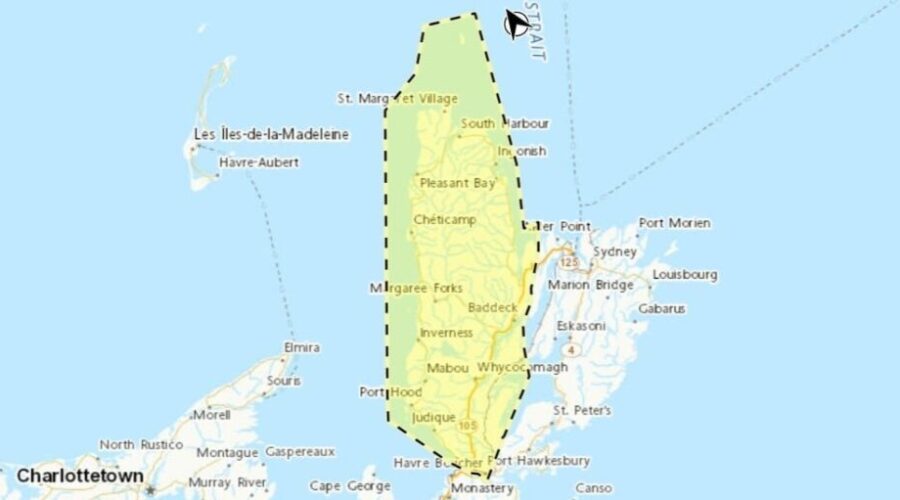 Snow squalls across western Cape Breton on Monday
