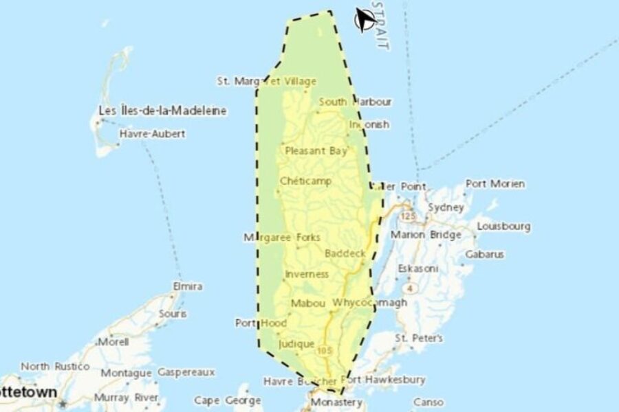 Snow squalls across western Cape Breton on Monday
