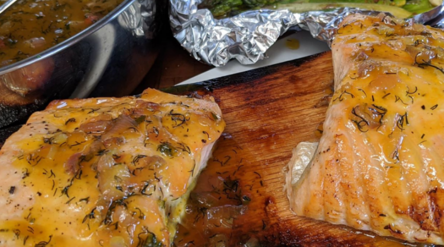 Cedar planked Atlantic salmon with maple mustard: A taste of coastal comfort