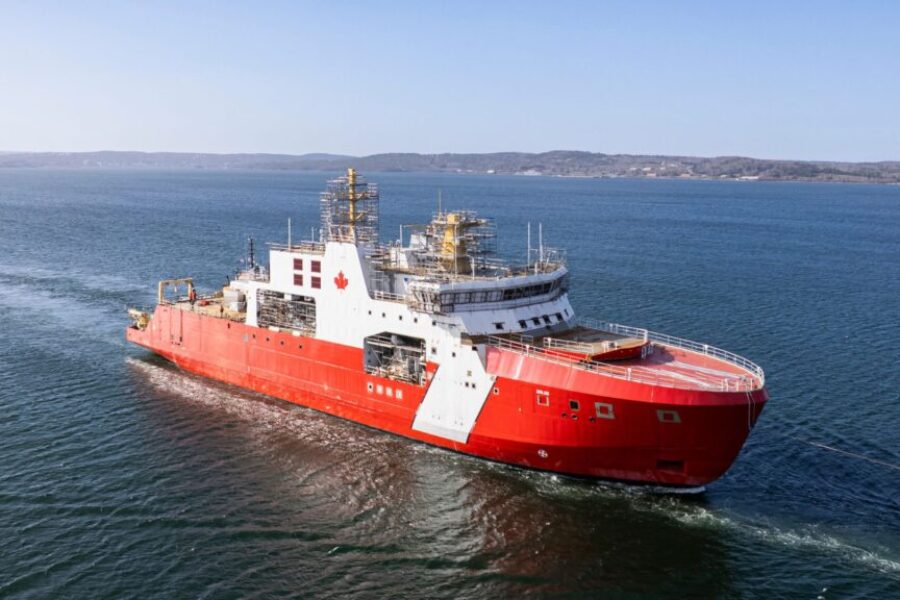 First Arctic Offshore Patrol Ship launches at Halifax Shipyard