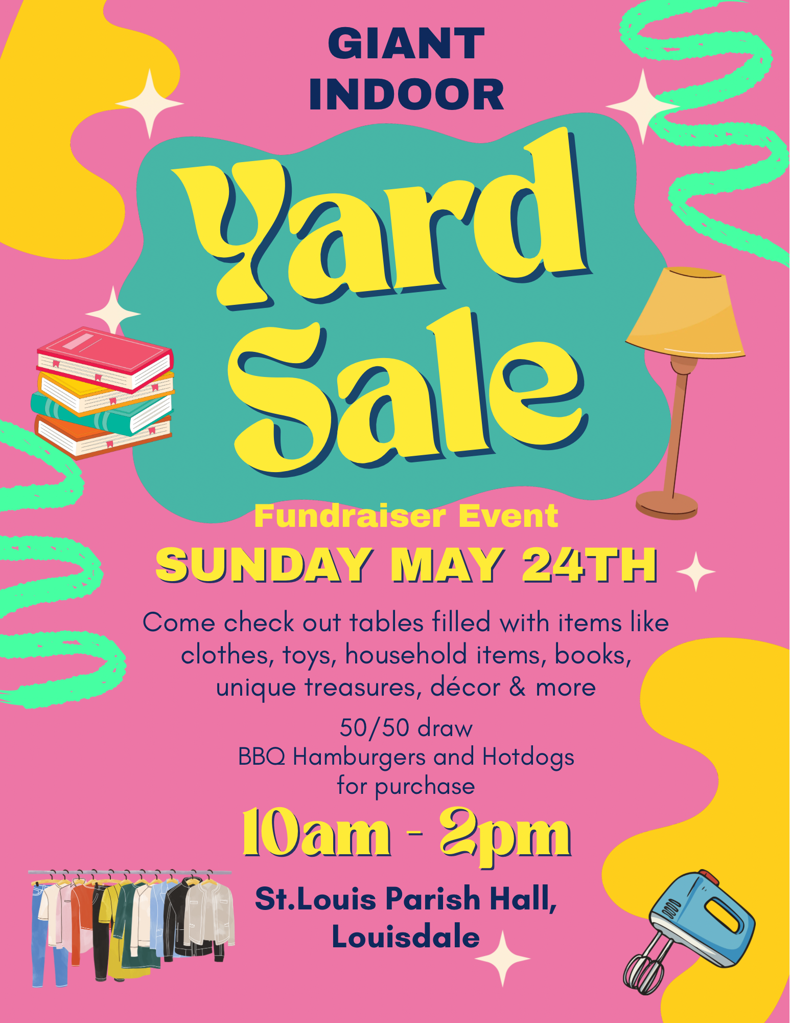 Yard-Sale-Flyer – Pink-And-Green-Playful-Illustrative-