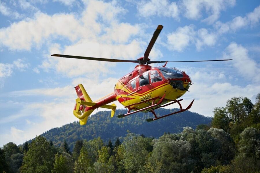 Low‑flying helicopter for mineral survey around Goldboro in May