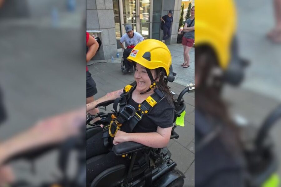 Quadriplegic woman celebrates birthday by rappelling 22 storeys for Easter Seals’ Drop Zone